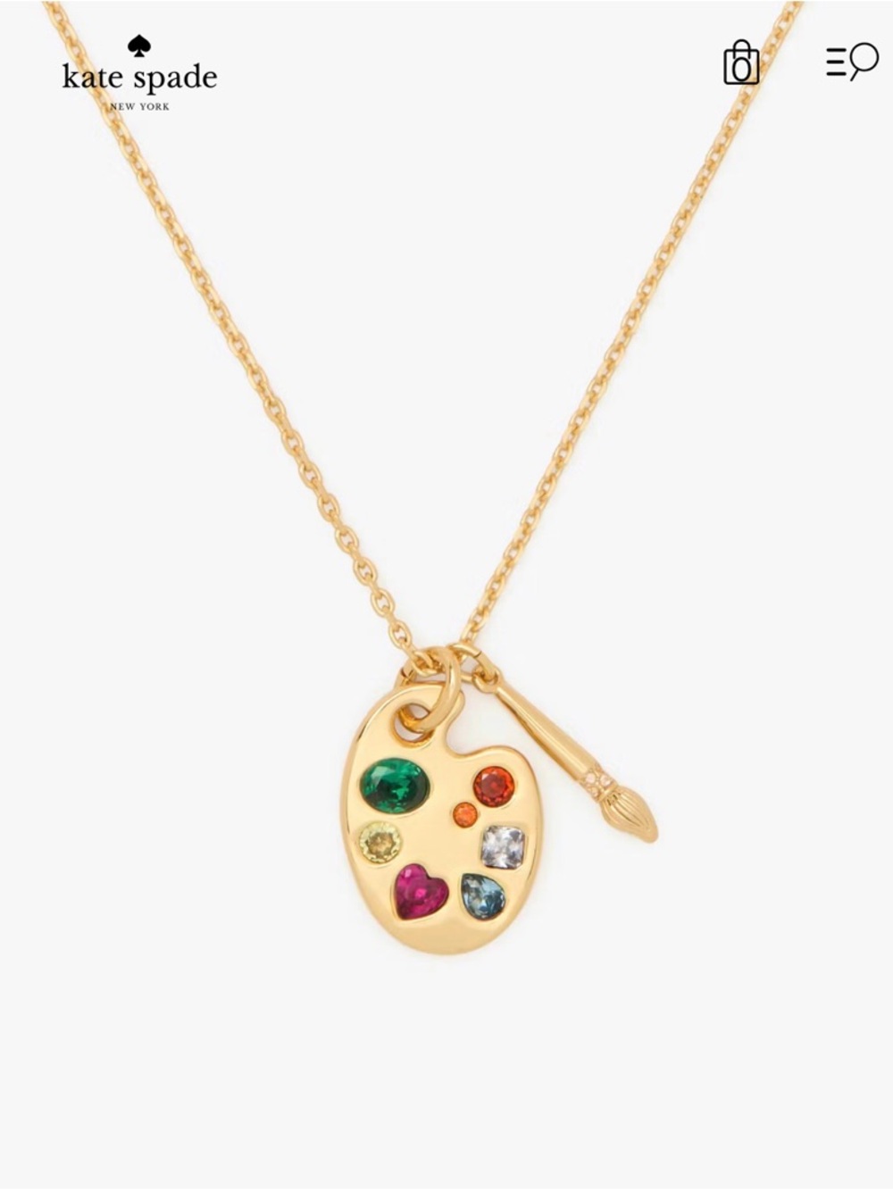 Kate Spade Paint the Town Pendant Necklace in Gold